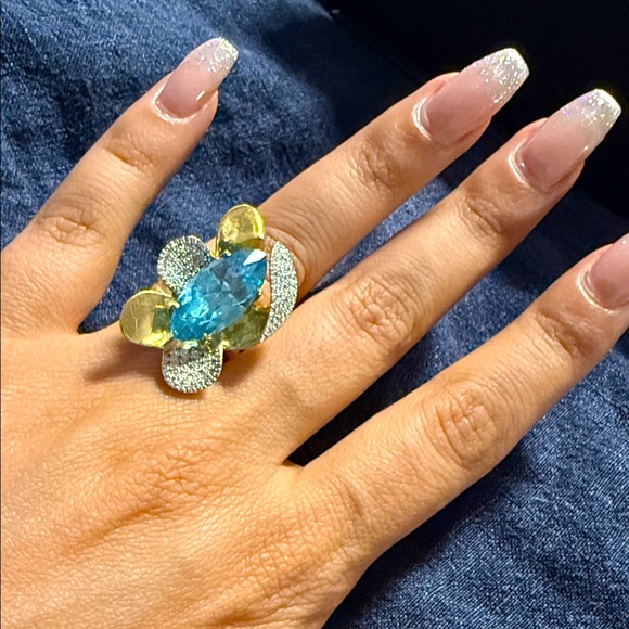Jewelry - Elegant Blue and Yellow Gemstone sterling silver  Ring 7